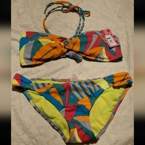 Xhilaration Halter Bandeau 2 piece Large top Medium Bottoms New
